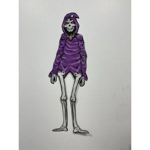 Skeleton Halloween Diecut Jointed Skeleton Decoration Purple Vintage 22 Inch